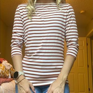 Target, A New Day quarter sleeve tan & white striped shirt